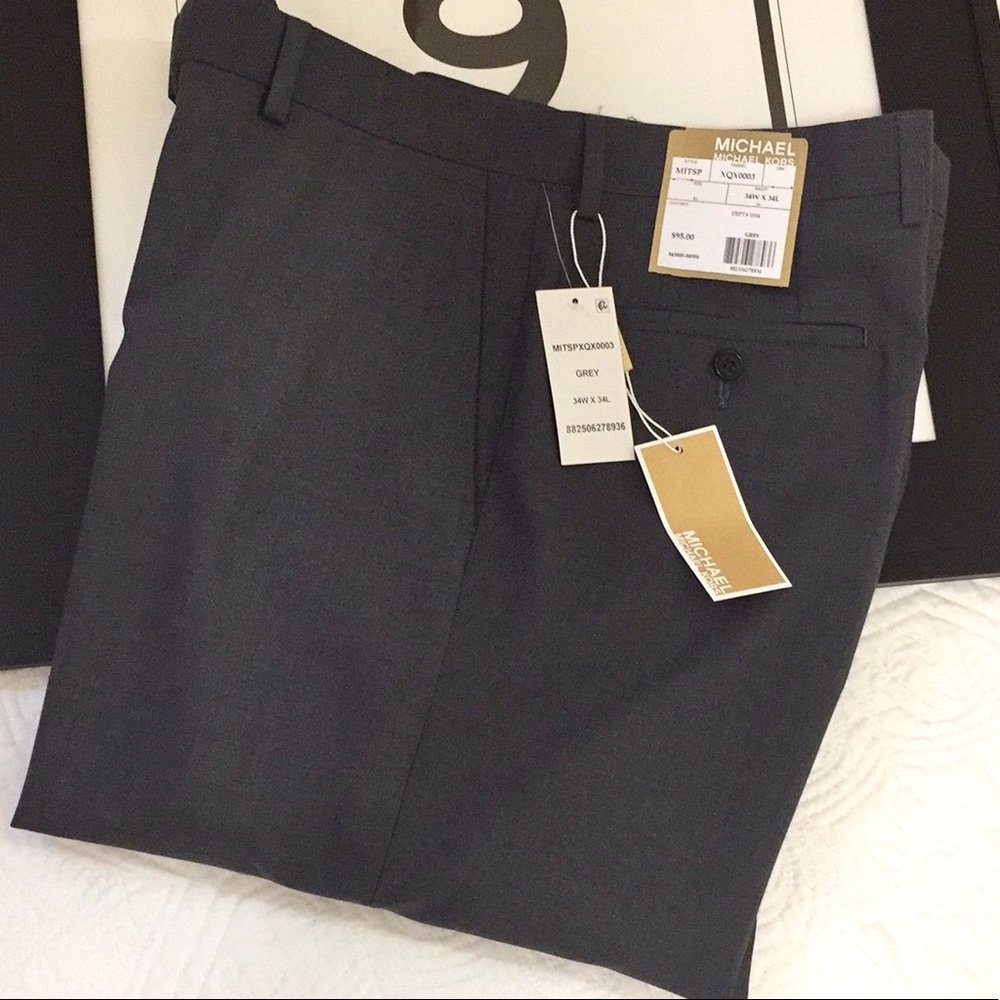 NWT Michael Kors Flat Front Grey Dress Slacks